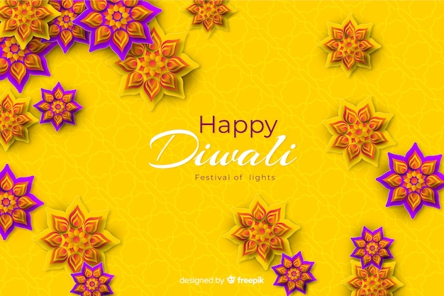 Vector diwali background in paper style