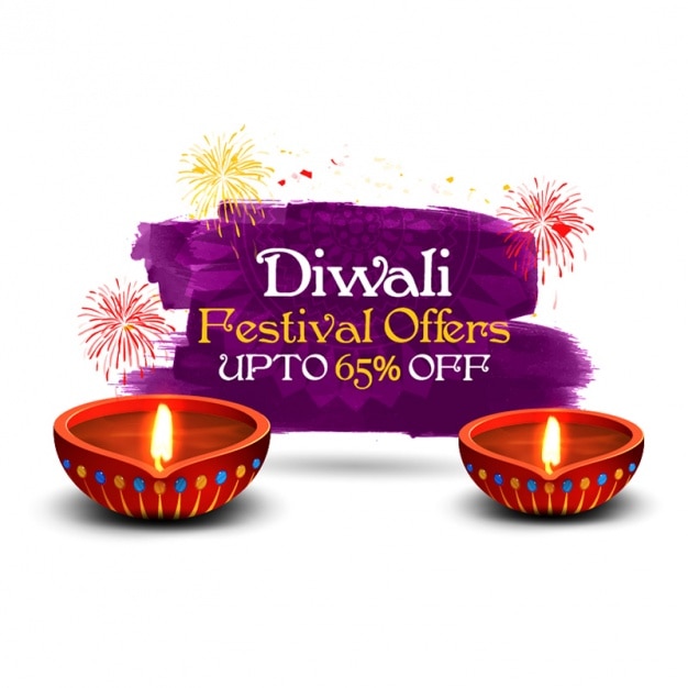 Diwali background con fuochi d'artificio e grande sconto