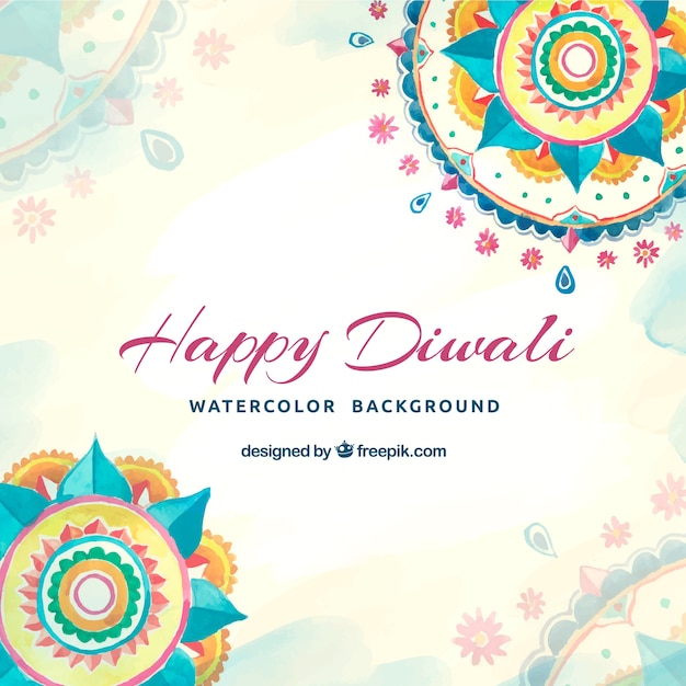 Vector diwali background with watercolor mandalas