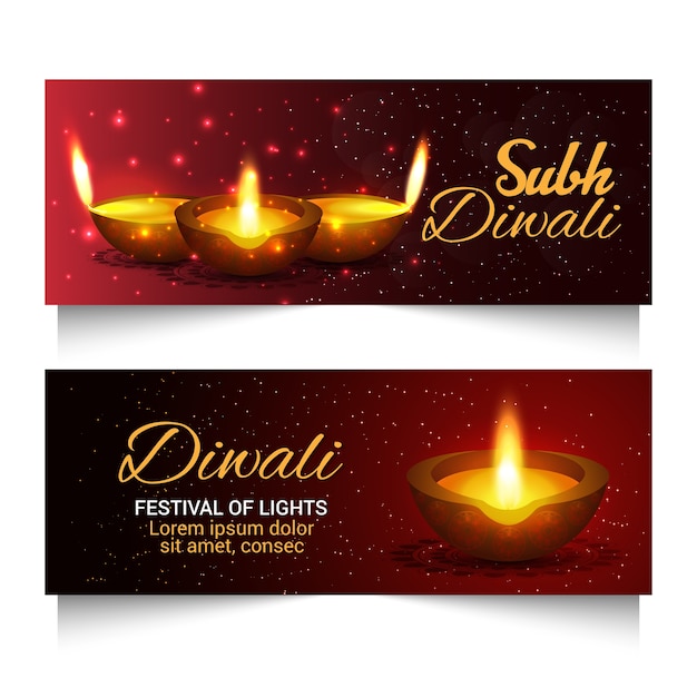 Diwali banners with diya