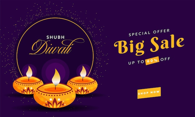 Diwali big sale banner design discount offer