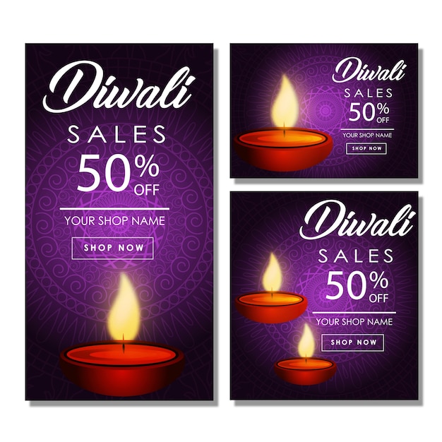 Vettore collezione di brochure diwali