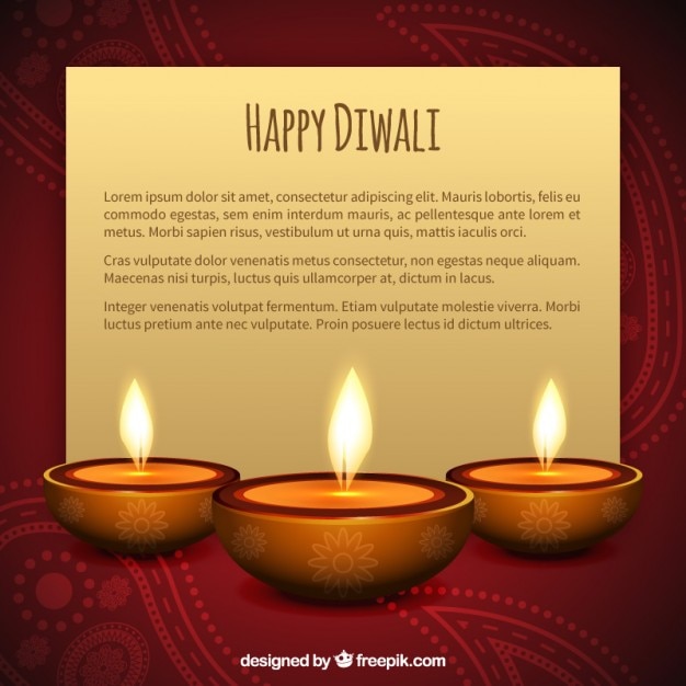 Carta diwali con candele