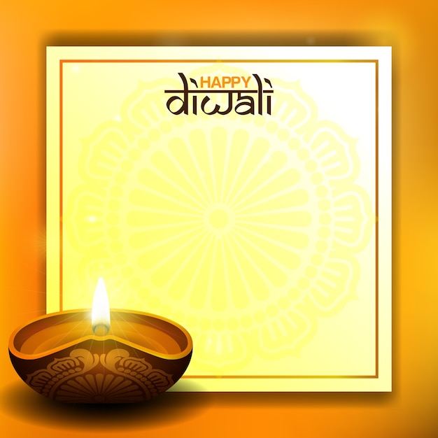 Diwali card with diya candle