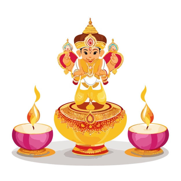 Vector diwali cartoon vector on a white background
