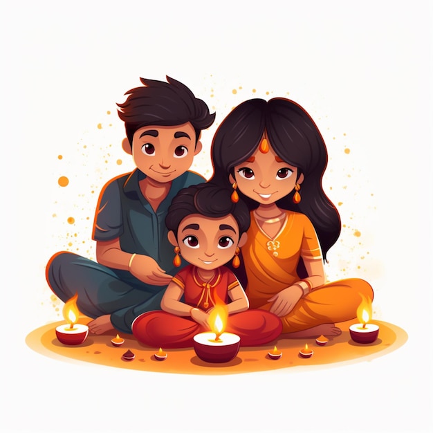 Vector diwali cartoon vector