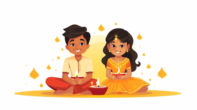 Vector diwali cartoon vector