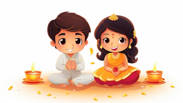 Vector diwali cartoon vector