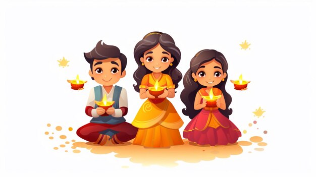 Vector diwali cartoon vector