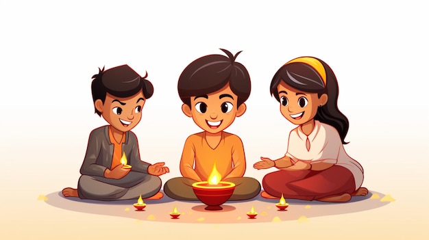 Vector diwali cartoon vector