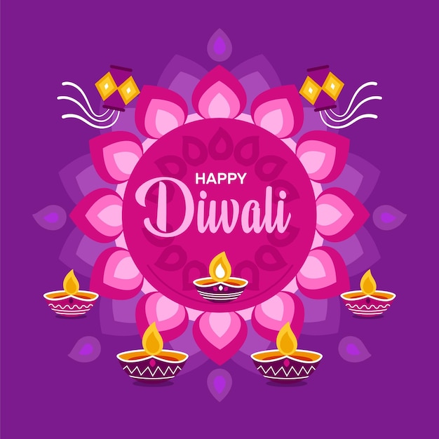 Vector diwali concept in flat design