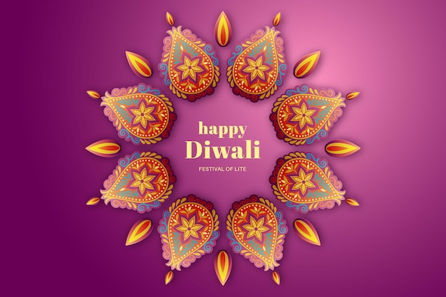 Vector diwali-concept in plat ontwerp