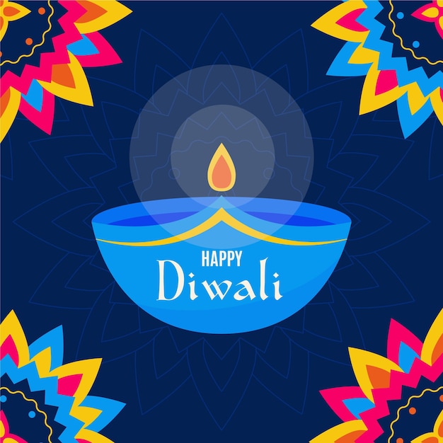 Diwali-concept in plat ontwerp