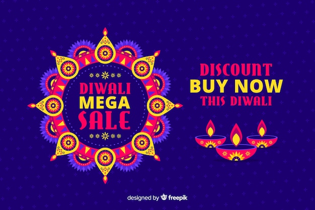 Diwali-concept met vlakke ontwerpachtergrond