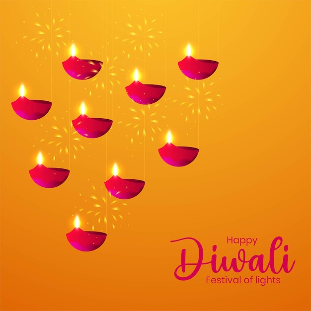 Diwali design with diya oil lamp elements on purple royal background bokeh sparkling effect