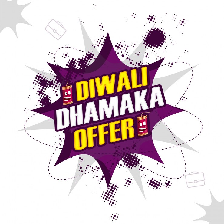 वेक्टर diwali dhamaka offer background in pop art style.
