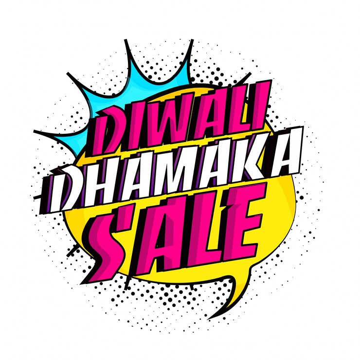 वेक्टर diwali dhamaka sale banner in pop art style.
