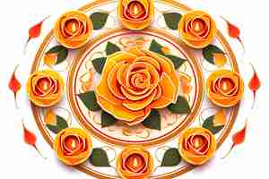 Vector diwali diya background orange roses gold