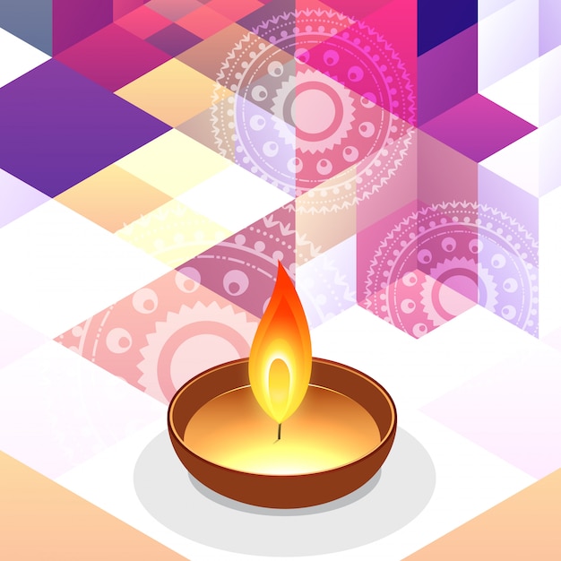 Diwali diya greeting background