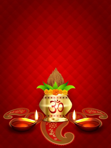 Vector diwali diya and kalash design