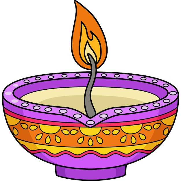 Vector diwali diyas cartoon colored clipart illustration