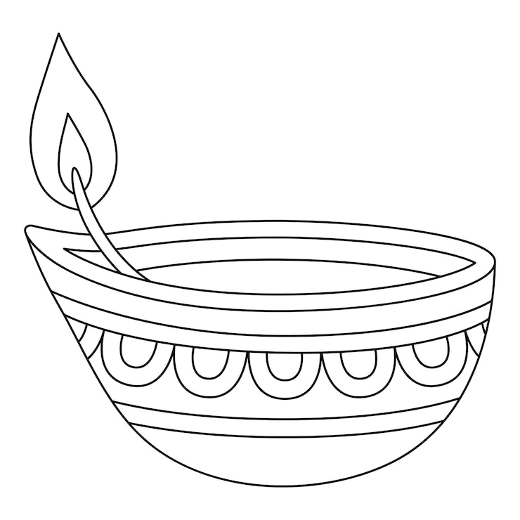 वेक्टर diwali diyas isolated coloring page for kids