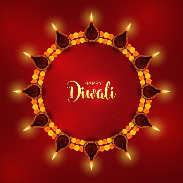 Sfondo di festival diwali. cartolina d'auguri moderna festiva indù. concetto di arte indiana rangoli. festival delle luci di deepavali o diwali.