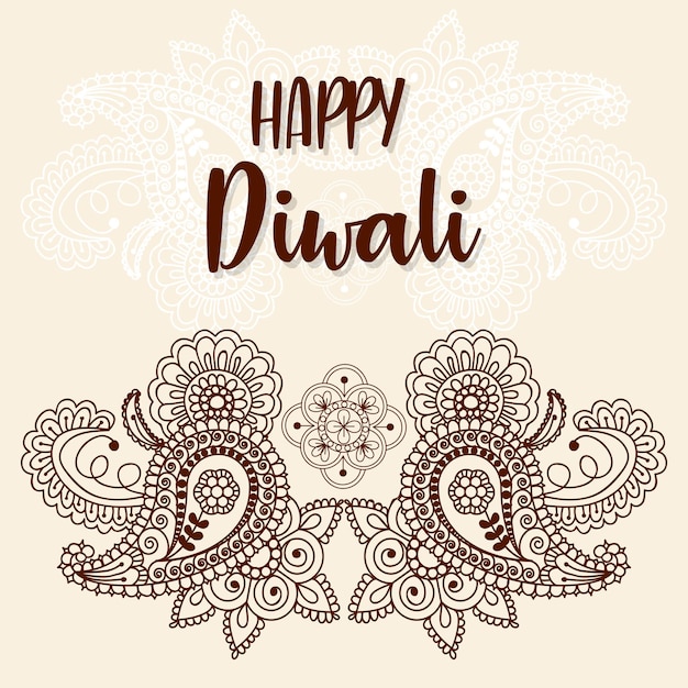 Diwali Festival Background Round Floral Ornament  Diwali Background Template with Floral Ornet