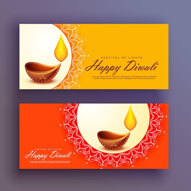 Diwali festival banners kaart vector achtergrond