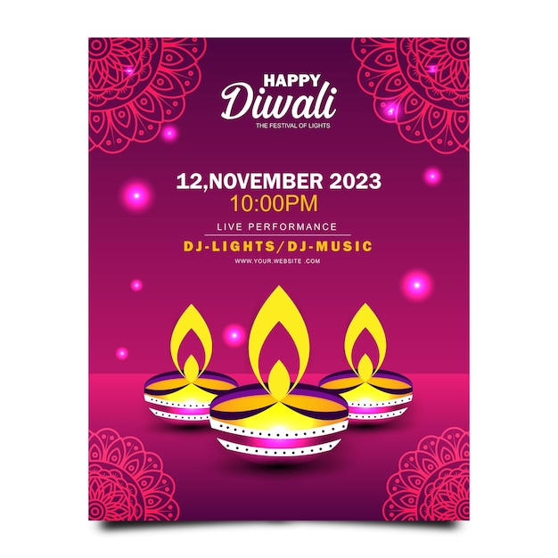 Diwali festival celebration vertical poster template