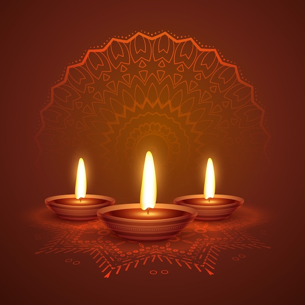 Vector diwali festival diya mooie achtergrond met decoratieve decoratie