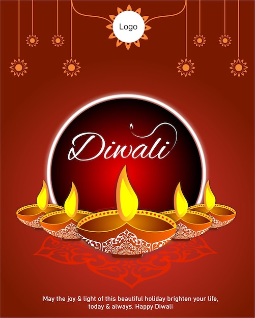 Diwali festival greeting post illustration for promote business