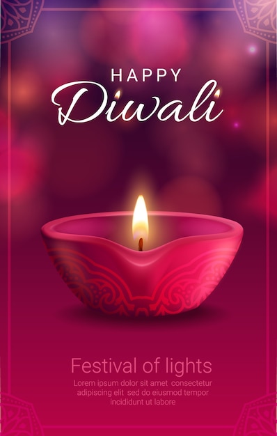 Diwali festival of light with Indian Hindu religion diya lamp.