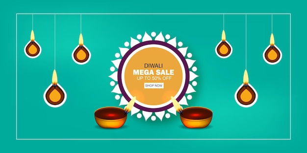 Diwali festival Mega Sale bannerontwerp