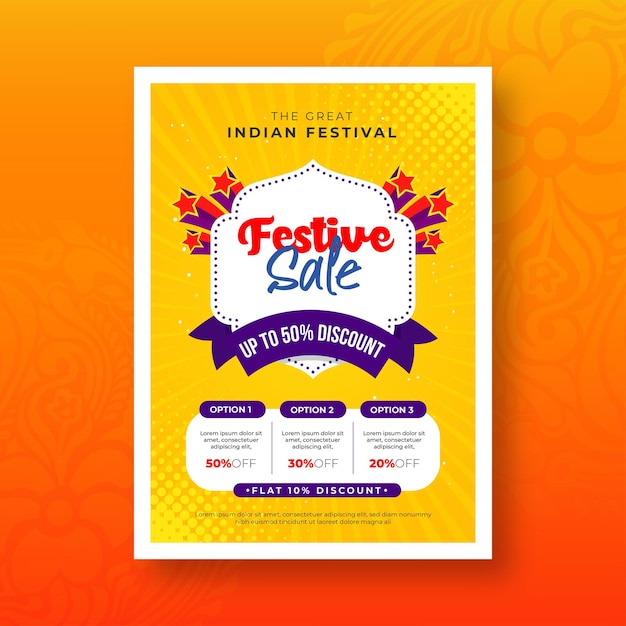 Фестиваль Дивали предлагает шаблон дизайна плаката Фестивальная распродажа шаблон дизайна плаката