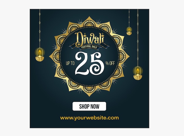 Vector diwali festival sale korting social media post vector