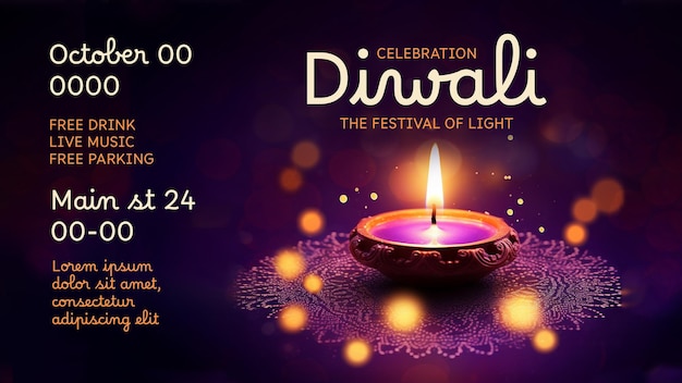 Modello di promozione sui social media del festival diwali