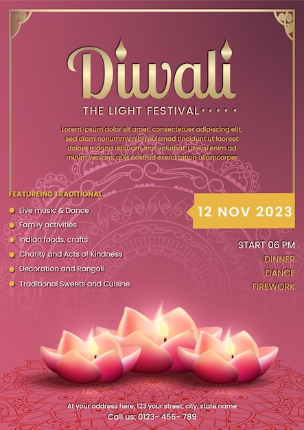 Diwali Flayer and Poster Vector Template