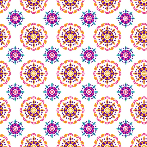 Vector diwali flower mandala seamless pattern
