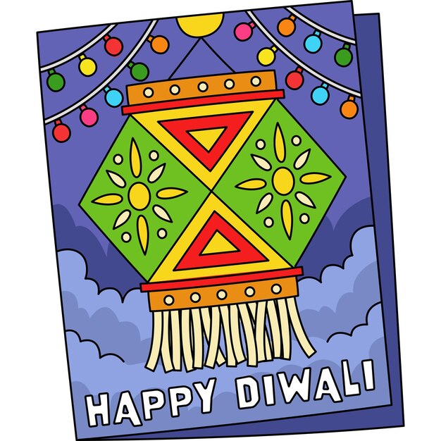 Vector diwali greeting cards cartoon colored clipart