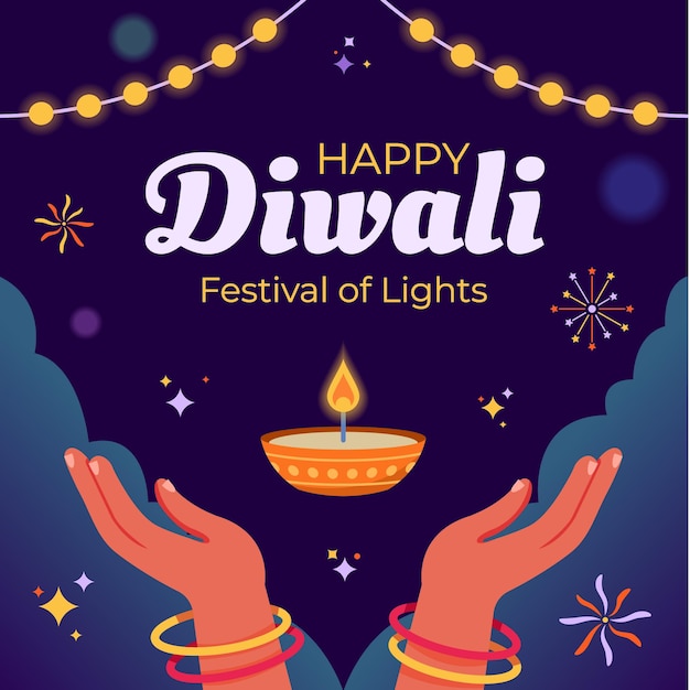 Diwali greetings template design for social media publication