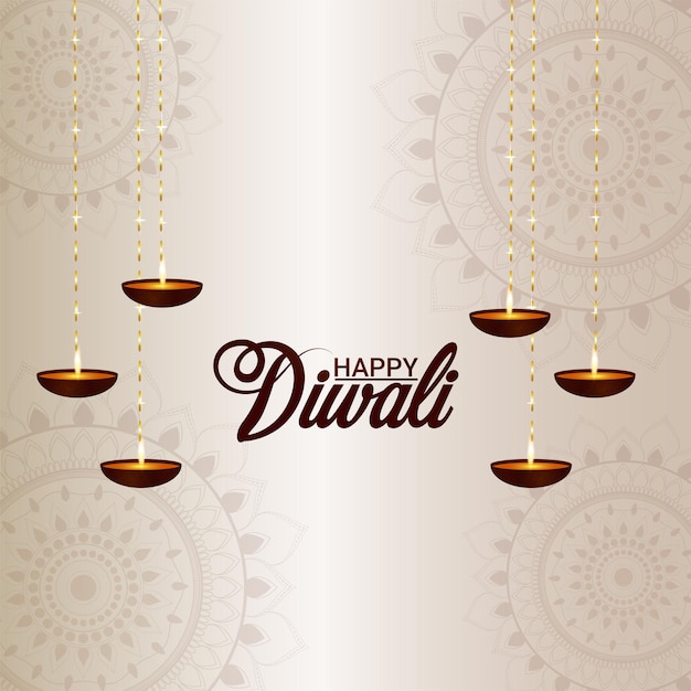 Cartolina d'auguri di festival indiano di diwali con diwali diya creativo