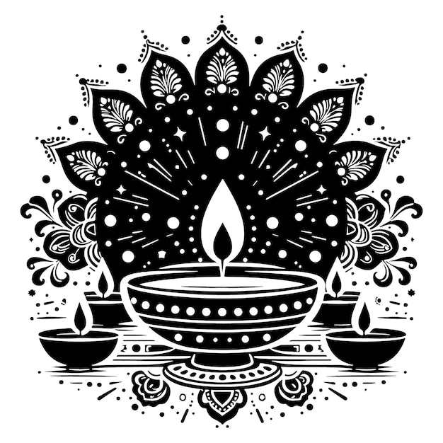 Vector diwali item silhouette vector illustration editable design