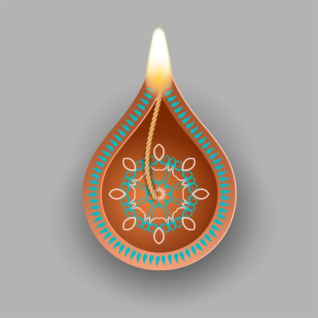 Diwali oil lamp geïsoleerd op grijs