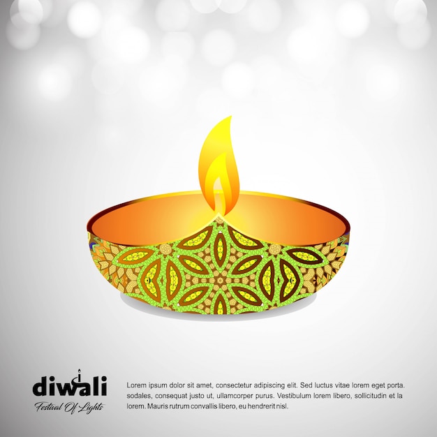 Diwali ontwerp lichte achtergrond en typografie vector