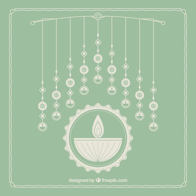 Vector diwali ornamental background in vintage style