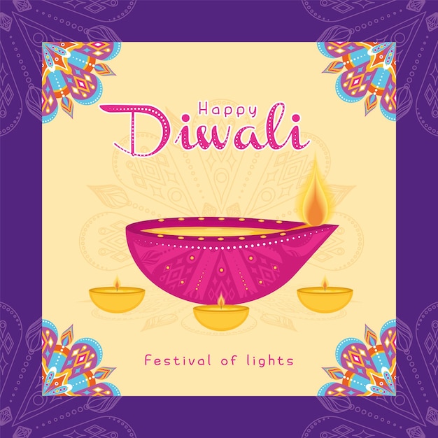 diwali poster traditional indian celebration vector illustration
