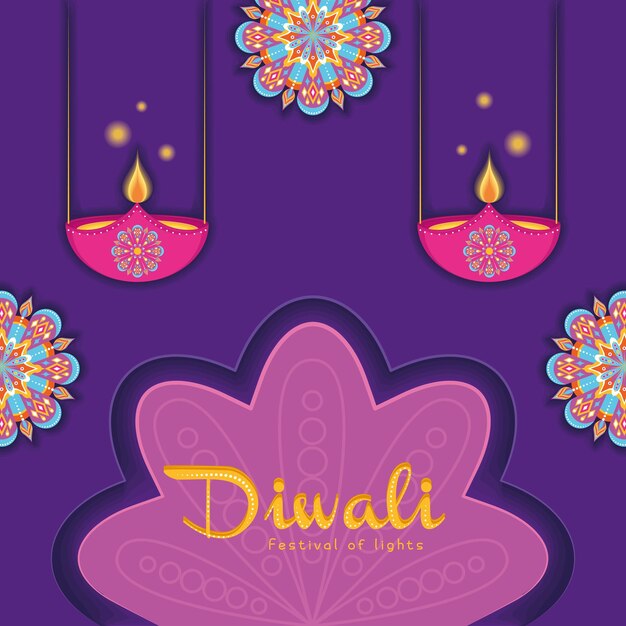 Diwali-poster traditionele indiase viering vectorillustratie