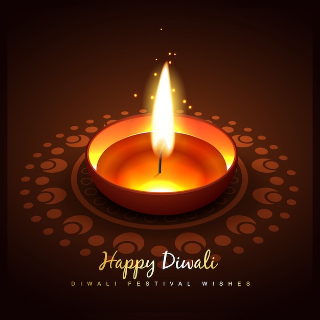 Diwali realistische diya illustratie