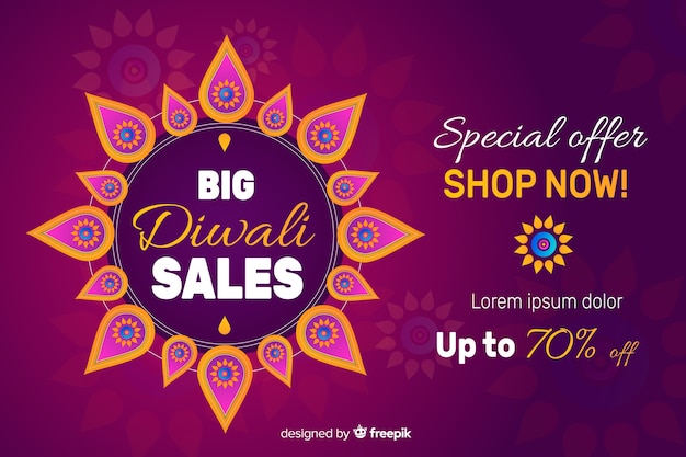 Diwali sale in flat design with gradient